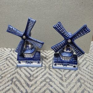 Delft Blue Windmill Salt And Pepper Shakers